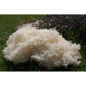 Boules de laine bio comme matériau de remplissage - 300g dans un sac en coton