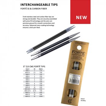ChiaoGoo FORTÉ (SS/CF) Needle Tips 13 cm - SMALL - 5 mm