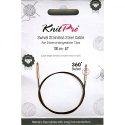 KnitPro Steel Cable SWIVEL 360 and Accessories- 100 cm - black/gold