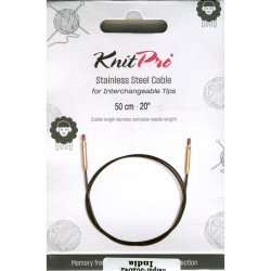 KnitPro Edelstahlseil und Zubehör - 50 cm - schwarz/gold