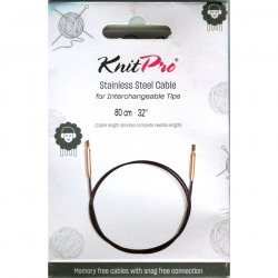 KnitPro Edelstahlseil und Zubehör - 80 cm - schwarz/gold