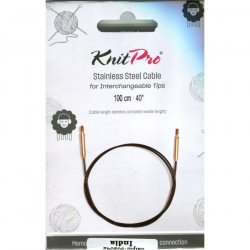 KnitPro Edelstahlseil und Zubehör - 100 cm - schwarz/gold