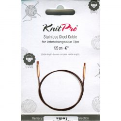 KnitPro Edelstahlseil und Zubehör - 120 cm - schwarz/gold