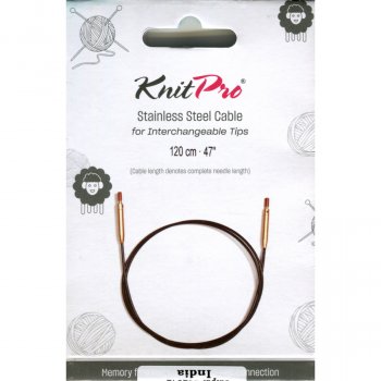 KnitPro Câble Acier et Accessoires - 120 cm - noir/or