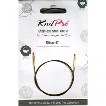 KnitPro Câble Acier et Accessoires - 150 cm - noir/or