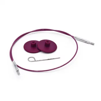 KnitPro Edelstahlseil SWIVEL 360 und Zubehör - 40 cm - lila