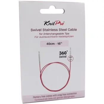 KnitPro Edelstahlseil SWIVEL 360 und Zubehör - 40 cm - lila