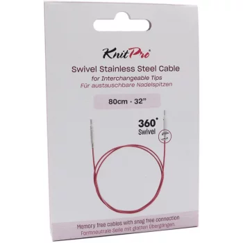 KnitPro Steel Cable SWIVEL 360 and Accessories- 80 cm - purple