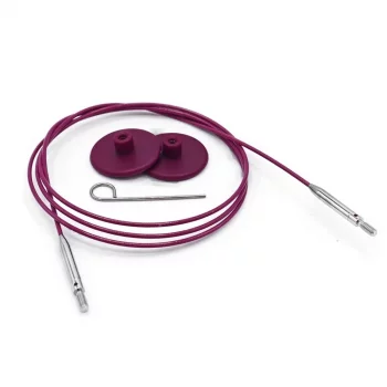 KnitPro Steel Cable SWIVEL 360 and Accessories- 100 cm - purple