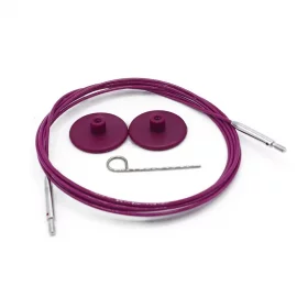 KnitPro Edelstahlseil SWIVEL 360 und Zubehör - 120 cm - lila