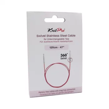 KnitPro Edelstahlseil SWIVEL 360 und Zubehör - 120 cm - lila