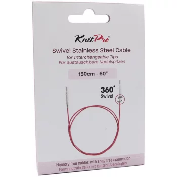 KnitPro Steel Cable SWIVEL 360 and Accessories- 150 cm - purple