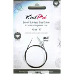 KnitPro Steel Cable SWIVEL 360 and Accessories- 40 cm - black/silver