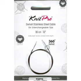 KnitPro Steel Cable SWIVEL 360 and Accessories- 80 cm - black/silver