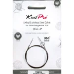 KnitPro Edelstahlseil SWIVEL 360 und Zubehör - 120 cm - schwarz/silber