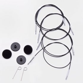 KnitPro Edelstahlseil und Zubehör - 40 cm - schwarz/silber