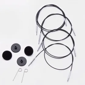 KnitPro Edelstahlseil und Zubehör - 60 cm - schwarz/silber