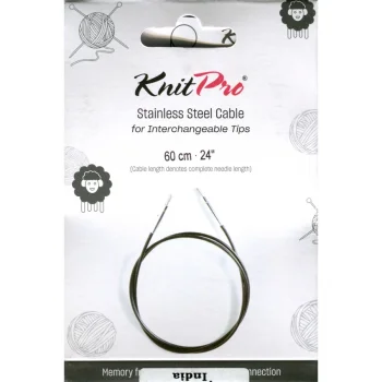 KnitPro Edelstahlseil und Zubehör - 60 cm - schwarz/silber