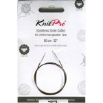 KnitPro Edelstahlseil und Zubehör - 80 cm - schwarz/silber