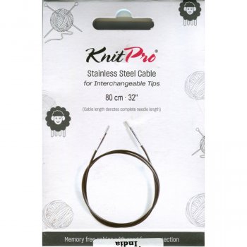 KnitPro Steel Cable and Accessories- 80 cm - black/silver