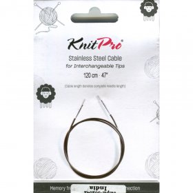 KnitPro Edelstahlseil und Zubehör - 120 cm - schwarz/silber