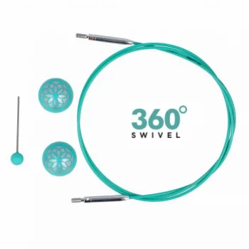 KnitPro Edelstahlseil SWIVEL 360 und Zubehör - 80 cm - mindful