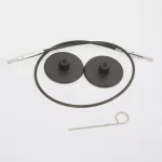 KnitPro Kunststoffseil und Zubehör - 120 cm - schwarz/silber