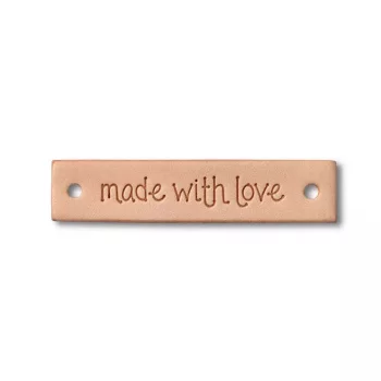 Prym étiquette "made with love" - cuir - rectangulaire