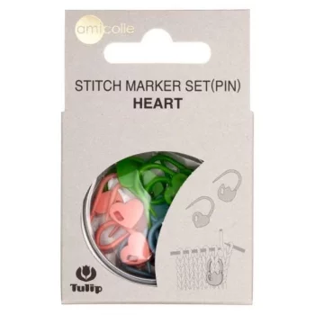 Tulip Stitch Markers Set - HEART - locking - 15 pieces