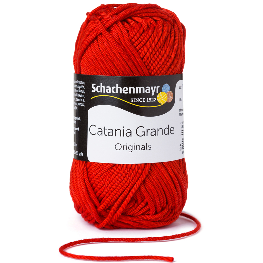 3115 RED Schachenmayr SMC CATANIA GRANDE Knitting 100% Cotton Wool Yarn 50g 