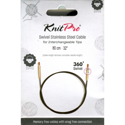 KnitPro Câble Acier SWIVEL 360 et Accessoires - 80 cm - noir/or