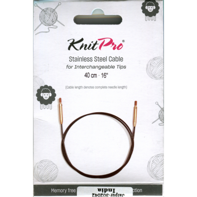 KnitPro Câble Acier et Accessoires - 40 cm - noir/or