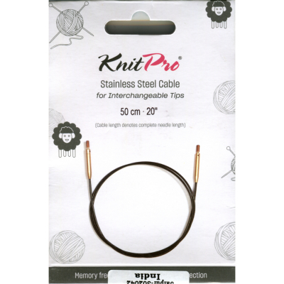 KnitPro Câble Acier et Accessoires - 50 cm - noir/or