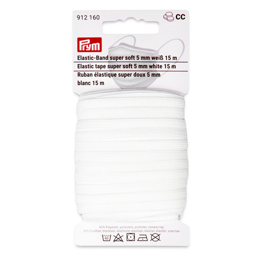 Prym Ruban élastique ultra doux - 5 mm - blanc - 15m