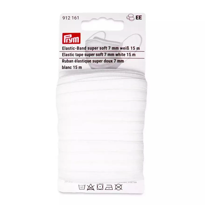 Prym Elastic tape super soft - 7 mm - white - 15m