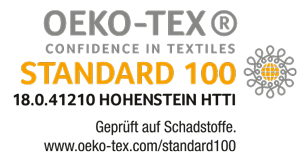 zertifiziert gemäß Ökotex 100, Produktklasse 1